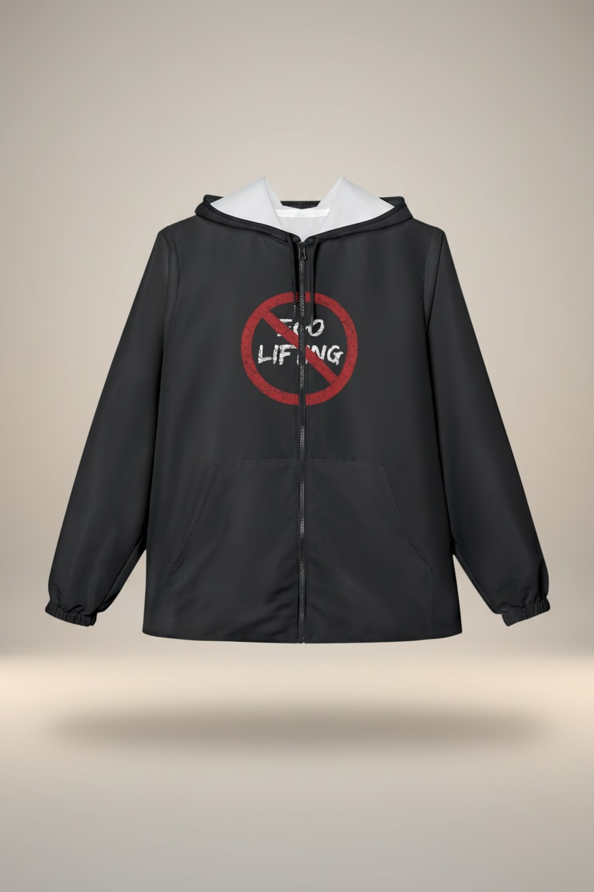 Minimal Black Windbreaker | Center Logo