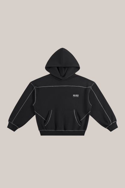 Contrast-Stitched Boxy Fleece Hoodie