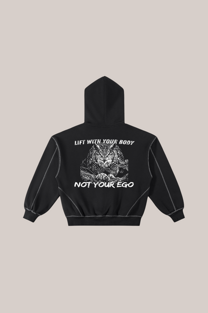 Contrast-Stitched Boxy Fleece Zip Hoodie