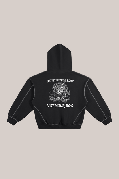 Contrast-Stitched Boxy Fleece Hoodie